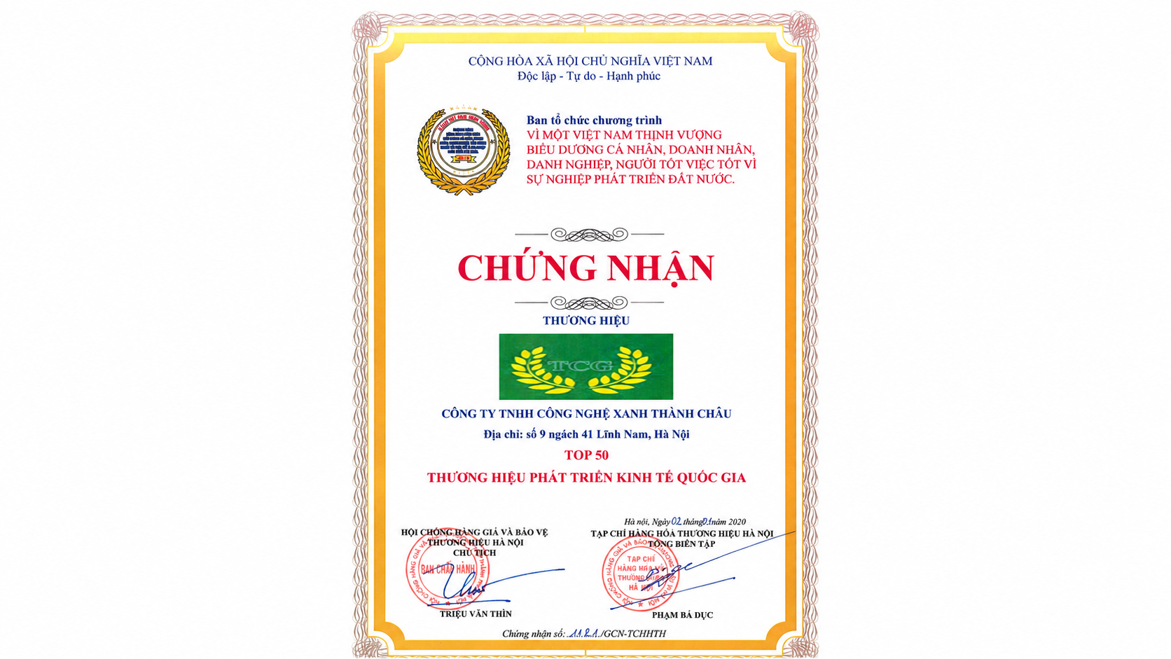 Top 50 Thương hiệu Phát triển Kinh tế Quốc gia