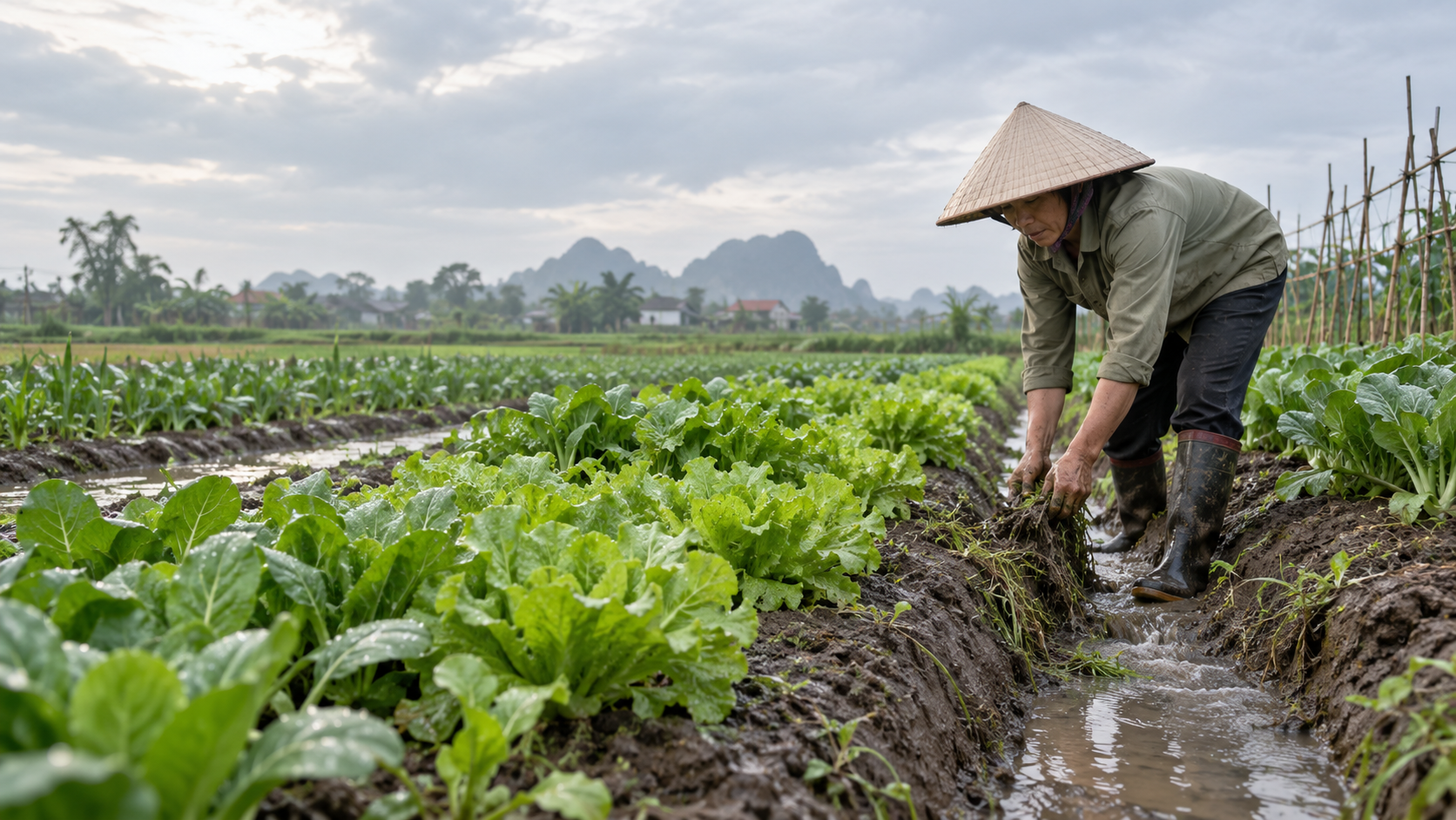 Chăm sóc rau màu trong mùa mưa: Giữ đất khỏe, bảo vệ bộ rễ bằng giải pháp hữu cơ